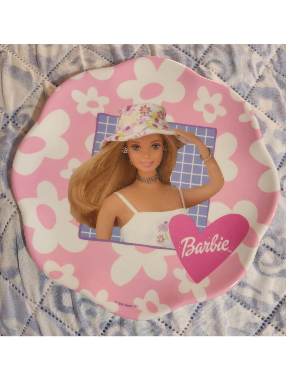 Barbie Vintage 90s Pink Flower Shape Summer Barbie Plate
